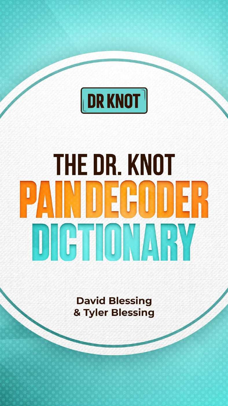 The Dr. Knot Pain Decoder Dictionary cover by David Blessing and Tyler Blessing