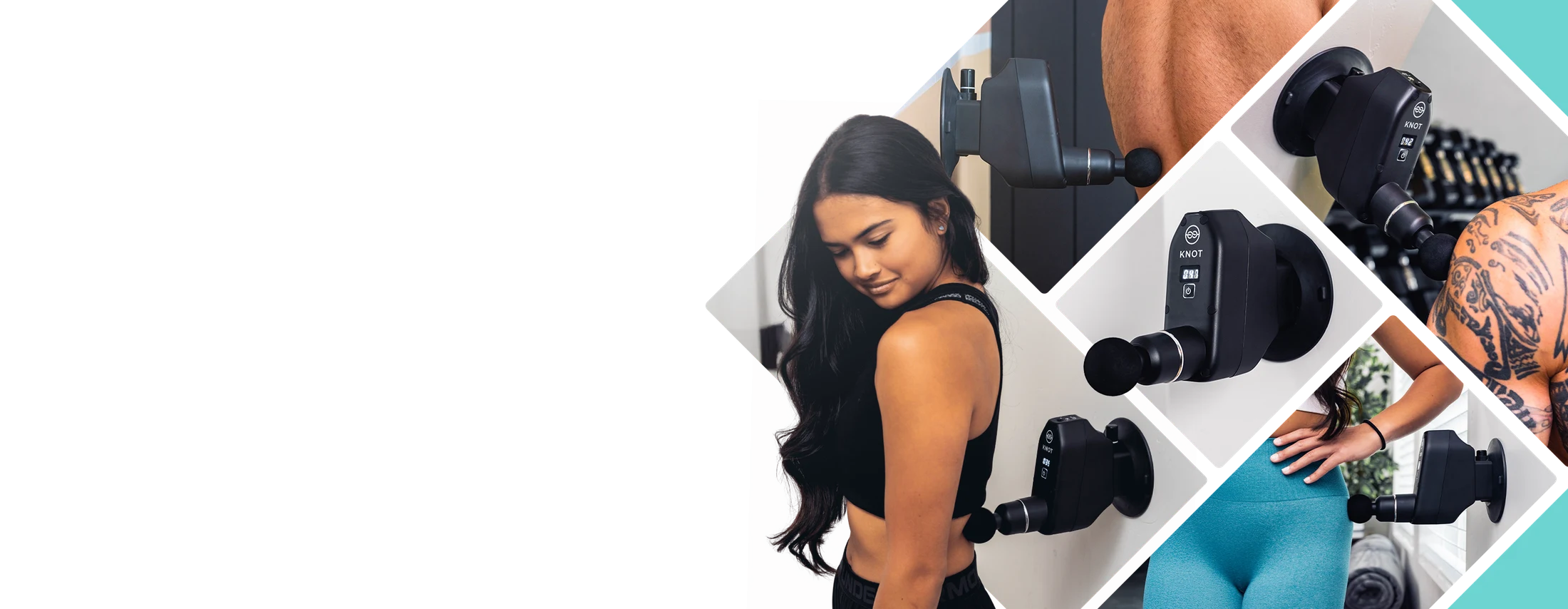 Dr. Knot Wall-Mounted Massage Gun lifestyle collage